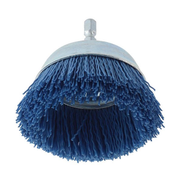 CEPILLO COPA NYLON AZUL 75MM.EJE 6 MM.