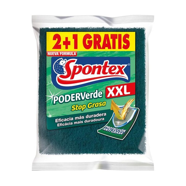 ESTROPAJO FIBRA VERDE XXL 3 UN. SPONTEX