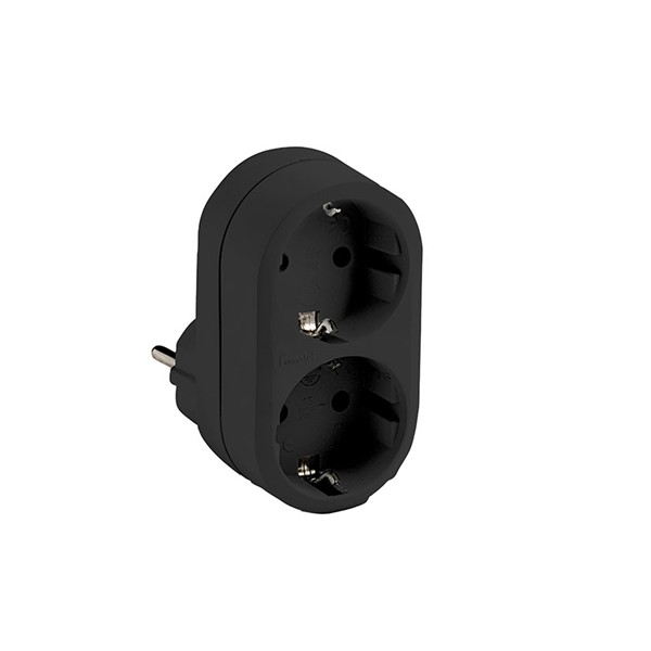 ADAPTADOR DOBLE TT 16A 250V NEGRO