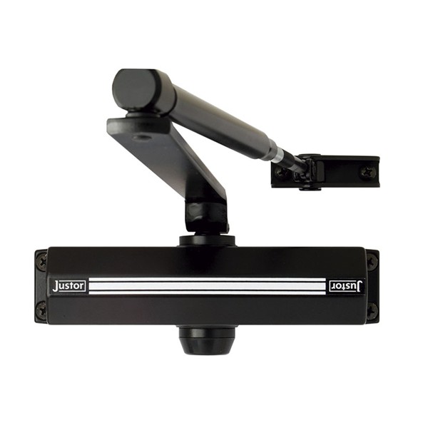 CIERRAPUERTAS HIDR. CH 2-3 C/RETEN. NEGRO JUSTOR