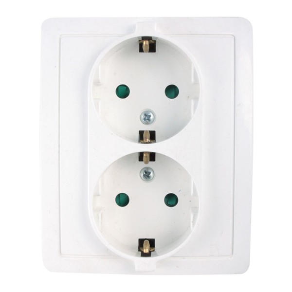 DOBLE BASE ENCHUFE CON TT BLANCO