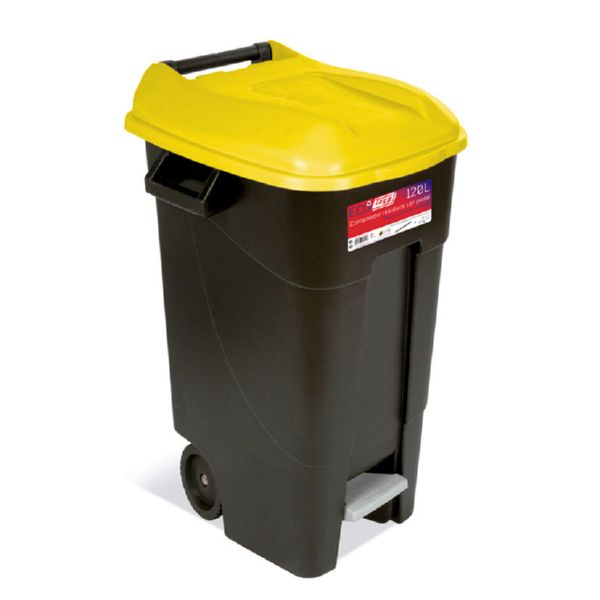 Eco Tayg 120 l. negro / amarillo.  Con pedal OFERTA