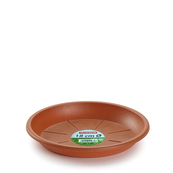 Plato plastico de maceta Oe 25 cm. Terracota.