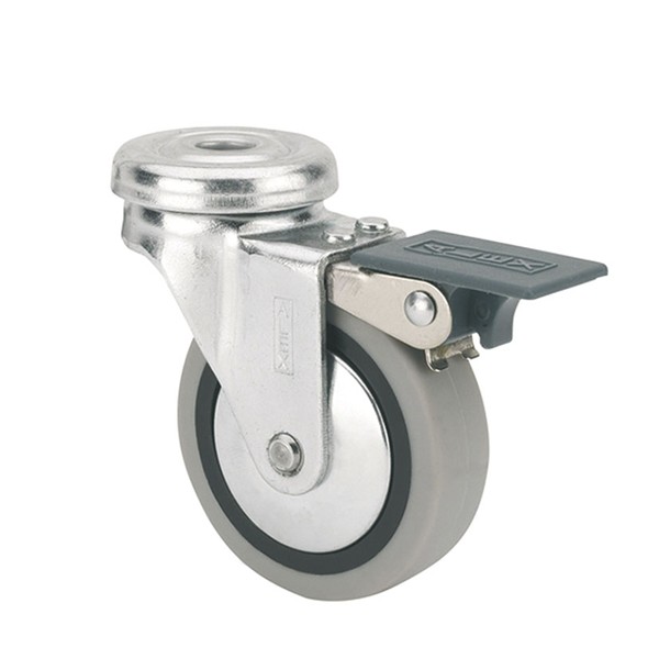 RUEDA GOMA GRIS AGUJERO C/FRENOI "