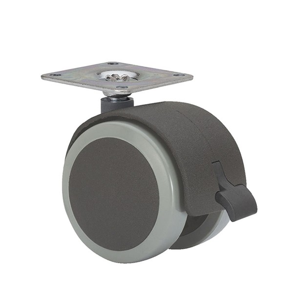 RUEDA POLIUR.PL.GIRATORIA C/FRENO"D